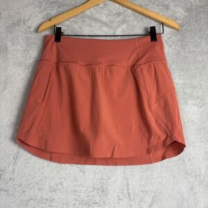 Athleta Run With It 14" Skort Small Terracotta Orange Athletic Skirt Pocket